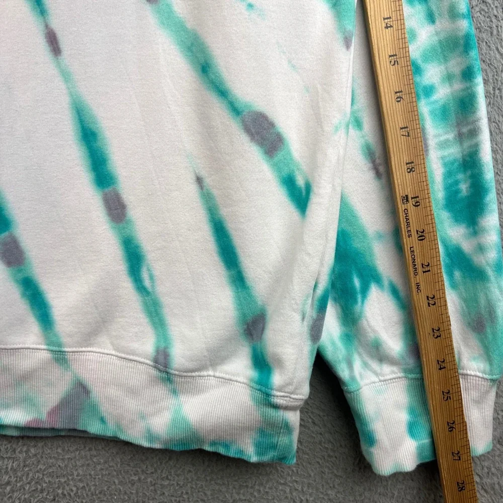 True Religion Mens 3XL Tie Dye Box Logo Crewneck Sweatshirt Teal White Pullover